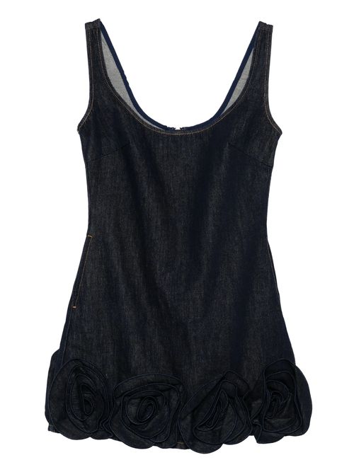 Women's Mini Dress with 3D Floral Hem - Size 6