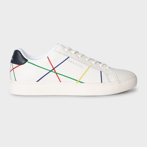 White Leather Abstract 'Rex' Trainers