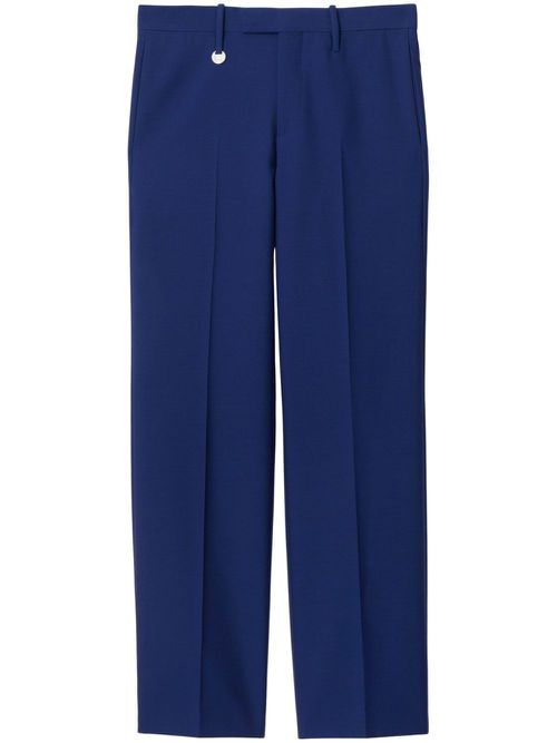 Logo-plaque tailored wool trousers - Blue