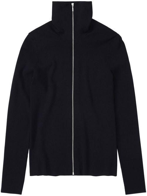 Roll-neck zipped cardigan - Black