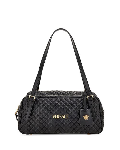 Leather Tag Bowling Shoulder Bag
