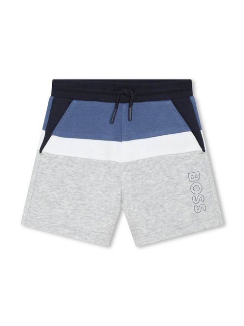 Logo-print colour-block shorts - Grey