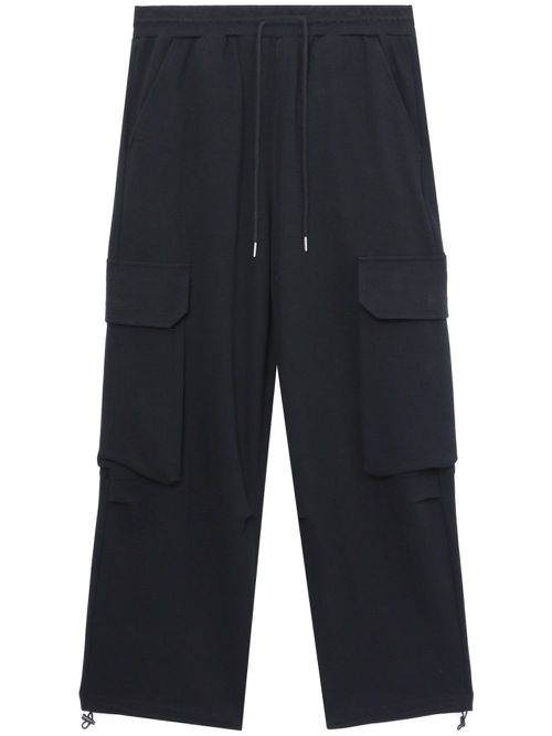Elasticated-waistband cargo trousers - Black
