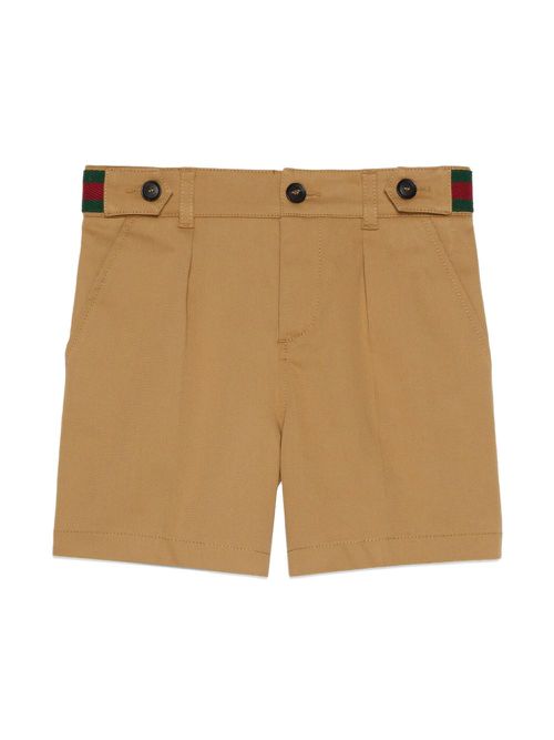 Web-detail cotton shorts - Brown