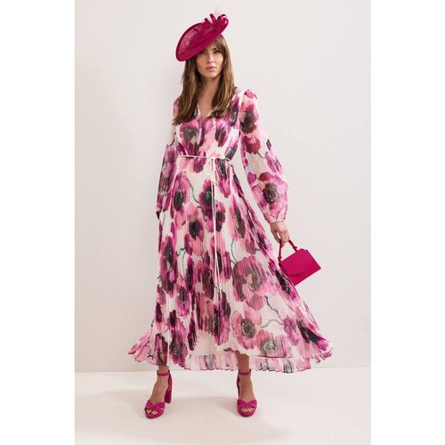 Phase Eight Natalia Floral Pleated Maxi Dress In Fuchsia