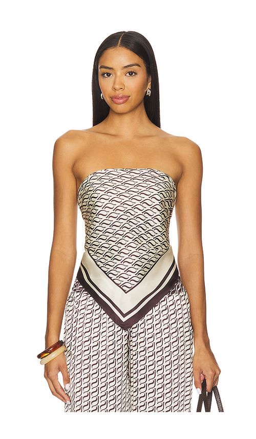 Shona Joy Monogram Silk Scarf Top in Neutra
