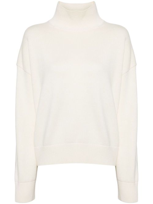 Roll-neck knitted jumper - White