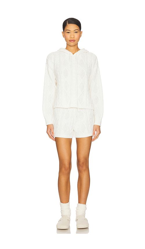 525 Sutton Chenille Cable Hoodie & Short Set in White. - XS also in L, M