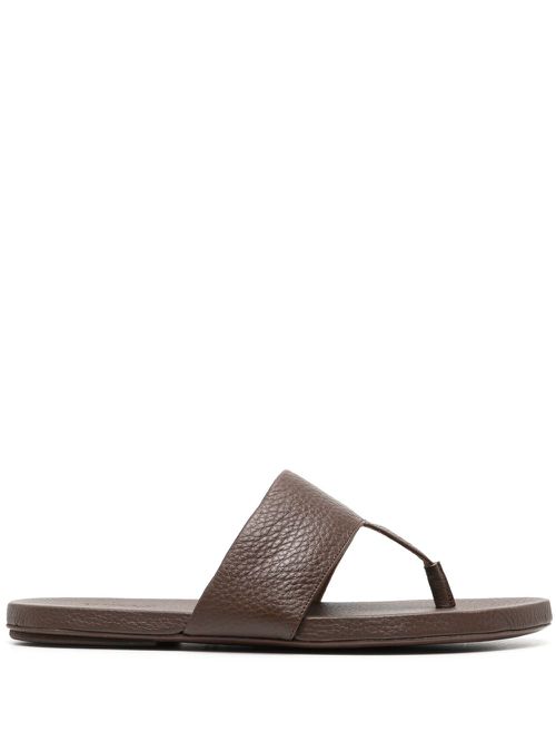 Thong-strap leather sandals - Brown