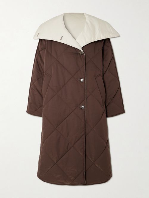 Annalise Reversible Quilted Lyocell-blend Coat - Burgundy