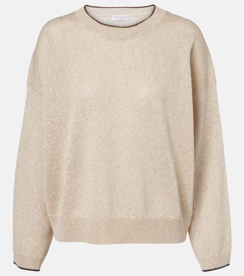 Sequined linen-blend sweater