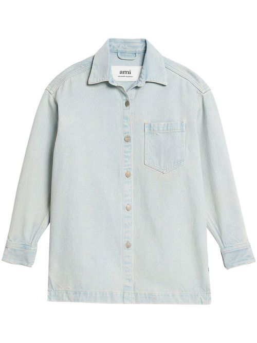 Logo-print denim overshirt - Blue