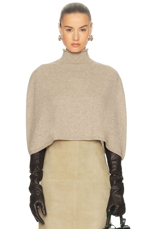 EAVES Miyah Knit Cape in Taupe - Taupe. XS also in L