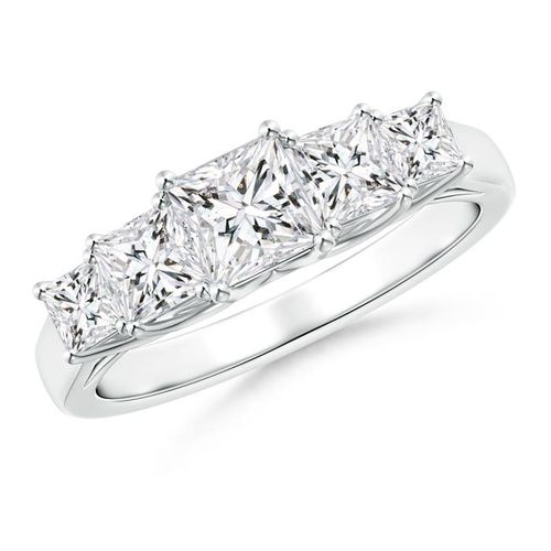 Angara 0.52 Carat Graduated Princess-Cut Trellis Diamond Five Stone Ring in 14K White Gold