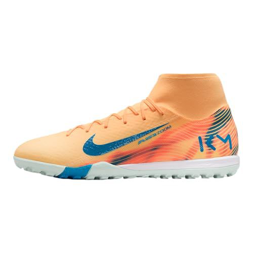 Nike Mercurial Superfly 10 Academy Kylian Mbappe Turf High-Top Soccer Shoes (Melon Tint/Igloo/Neo Turquoise)