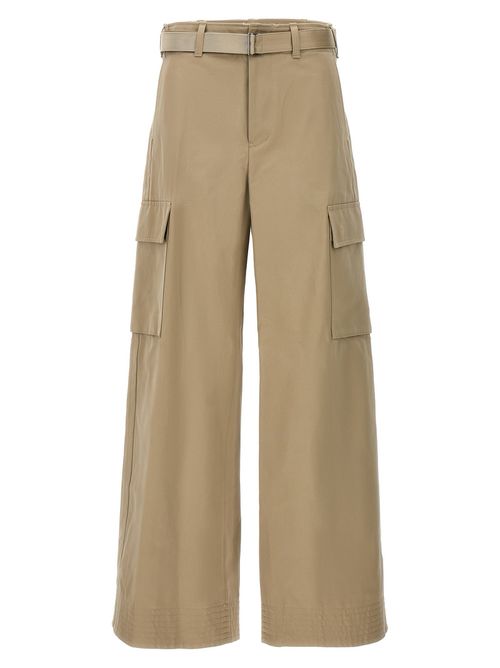 -Gabardine Cargo Pantaloni Beige-Donna