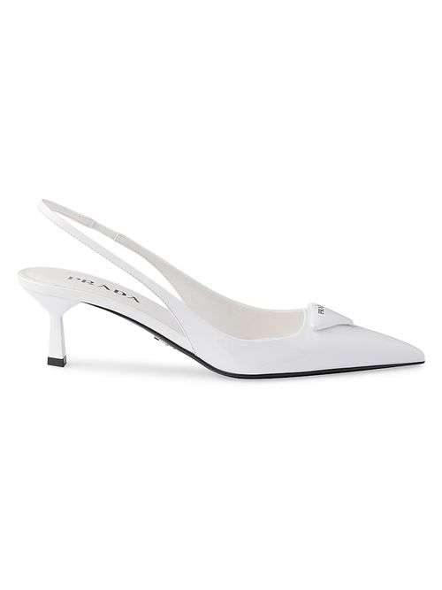 Women's Patent Leather 55MM Slingback Pumps - White