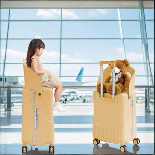 20 Inch Carry-On Luggage With Foldabel Seat Back, TSA Approved Lock, Telescopic Handle, Silent Wheel And Resistant Material, Black