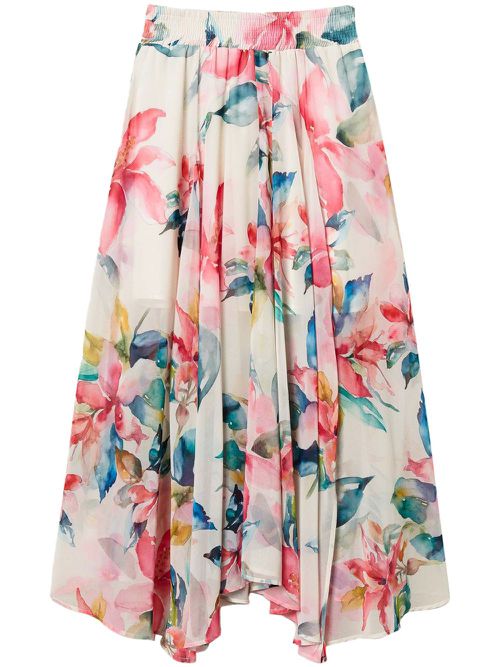 Floral-print skirt - White