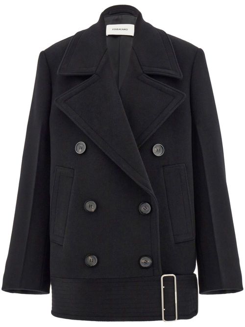 Brushed-finish peacoat - Black