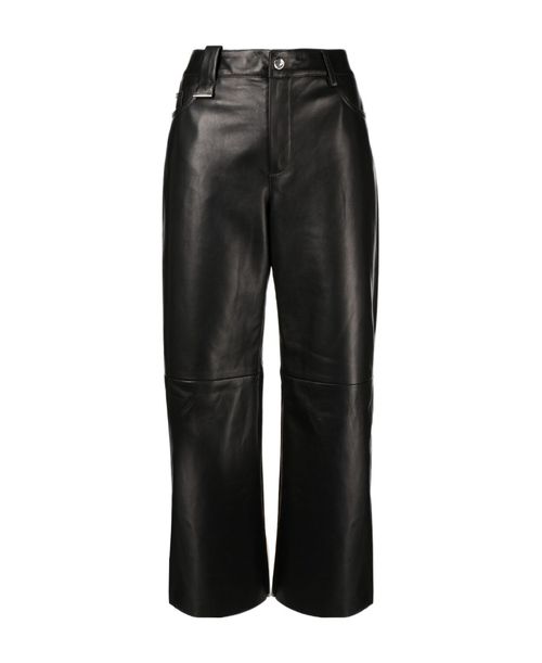 High-waist wide-leg leather trousers