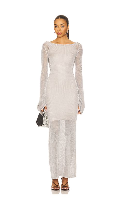 Tyler McGillivary Estelle Knit Dress in Metallic Silver. - XS also in L, M