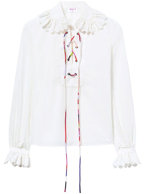 Broderie-anglaise ruffled blouse - White