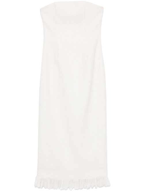 Strapless tweed midi dress - White