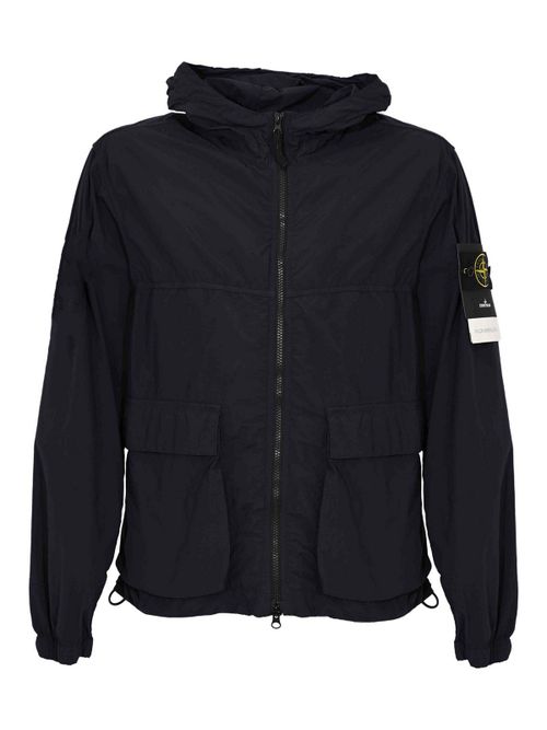 Parka In Navy Blue Frosted Nylon