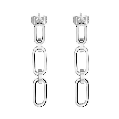 Stainless Steel Rectangular Chain Link Drop Earrings
