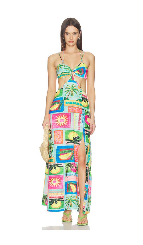 Kulani Kinis Beaded Cut Out Maxi Dress in Teal,Pink. - L also in M, S