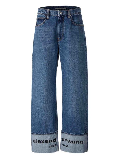 Cuffed logo-detail jeans - Blue