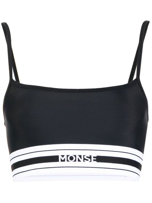 Logo-waist sports bra - Black