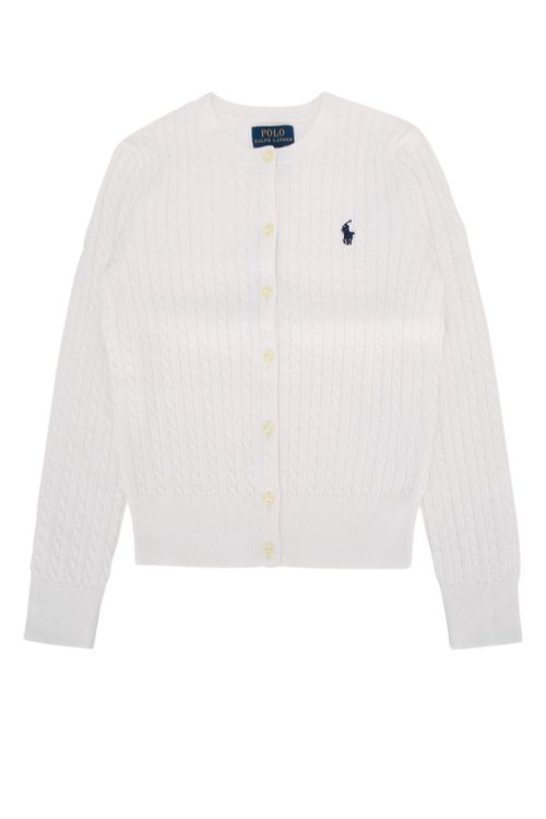 Cable-Knit Cotton Cardigan — White