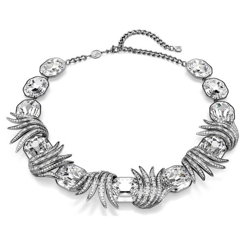 The Vienna Collection necklace, Feather, White, Ruthenium plated