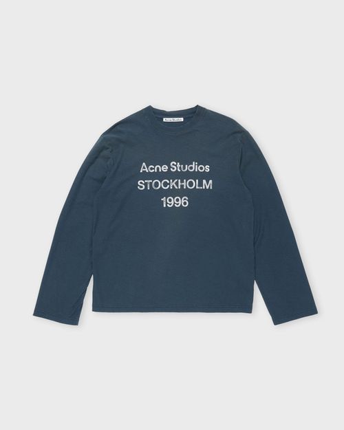 Acne Studios T-Shirt Long Sleeve Logo Relaxed Fit Blue