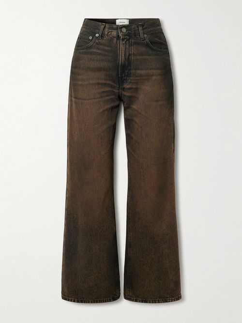 Korea High-rise Wide-leg Jeans - Brown