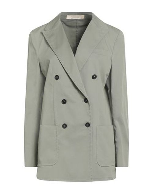 Woman Blazer Sage green Size L Cotton, Elastane
