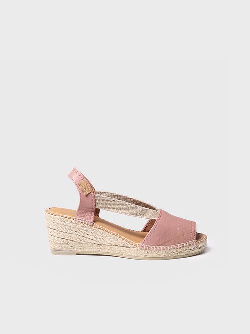 Women's mid-wedge open-back leather espadrille | TEIDE-P