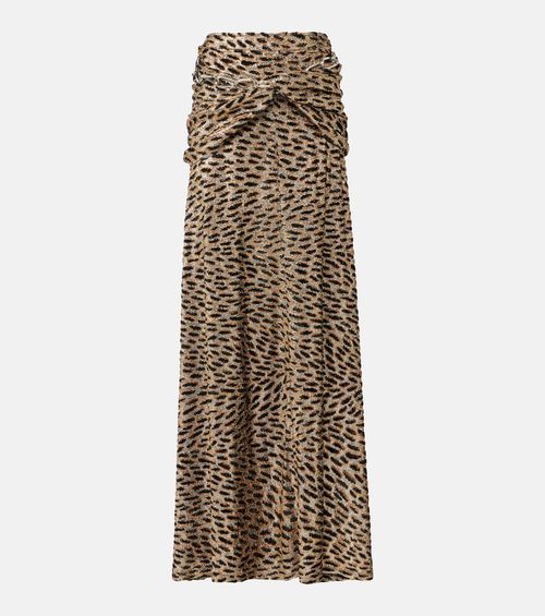 Tiger gathered lamé maxi skirt