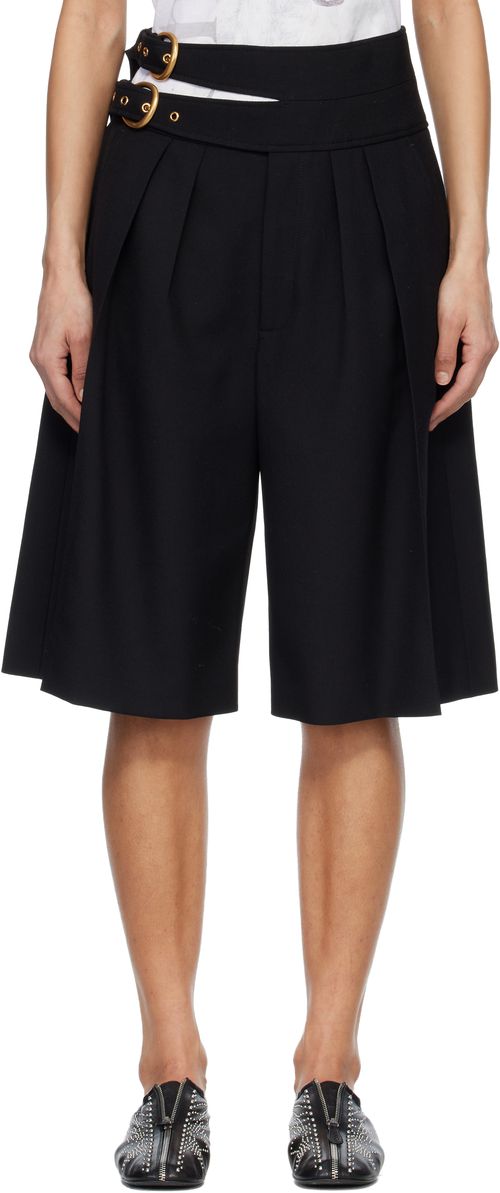 Black Double Waistband Shorts