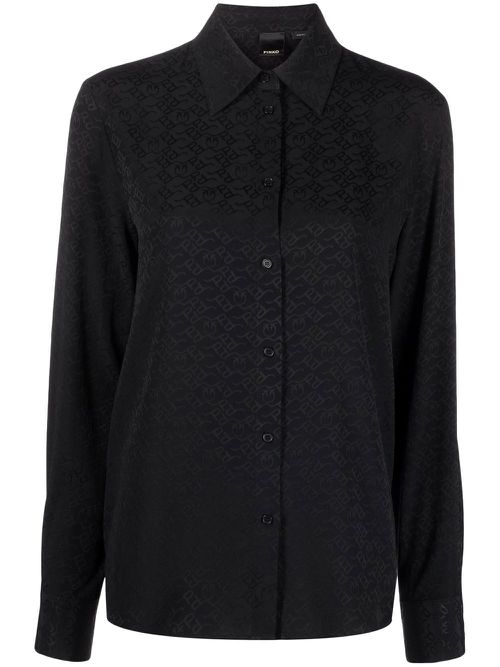 Monogram pattern button-up shirt - Black