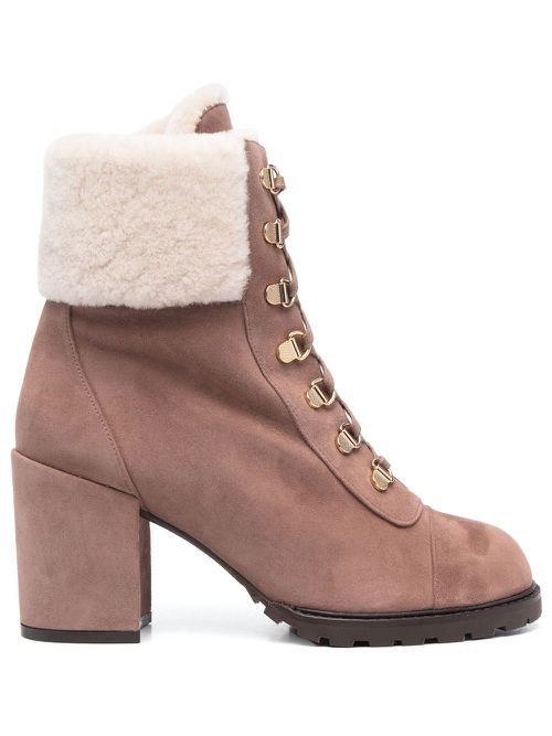 90mm ankle lace-up fastening boots - Brown