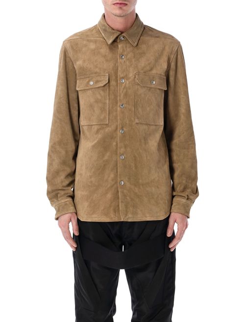 Medium-Weight Overdyed Leather Outershirt - Hip-Length Box Fit