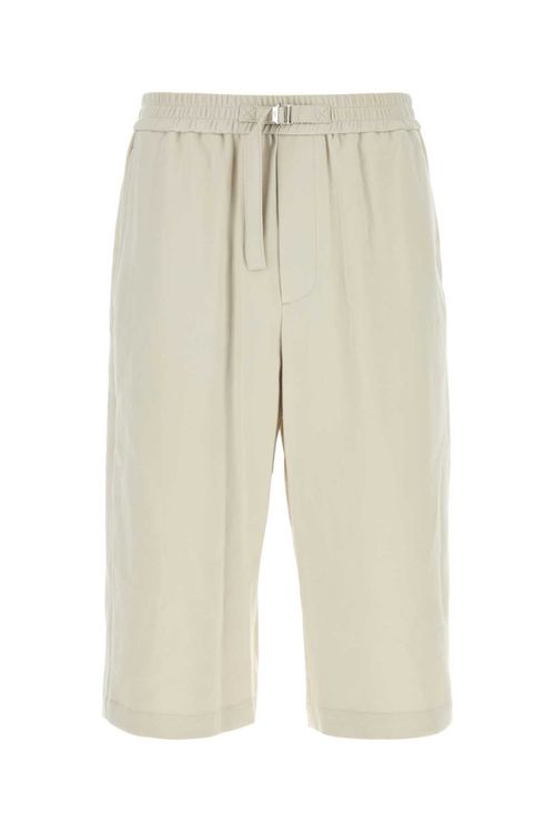 White Paris Logo Plaque Belted Shorts