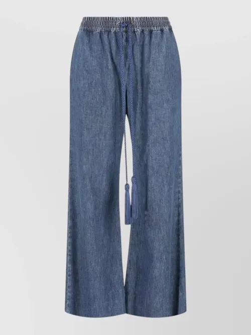 Valentino Garavani - tassel detail denim trousers wide leg