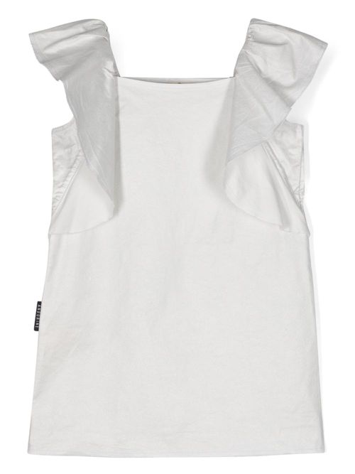 Square-neck ruffle-detail dress - Silver