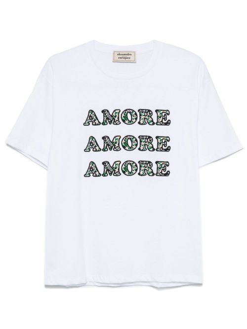 Text-embroidered T-shirt - White