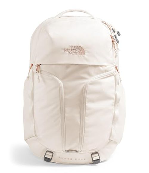 THE NORTH FACE Women's Surge Luxe Computer Laptop Backpack, Gardenia White/Burnt Coral Metallic, One Size