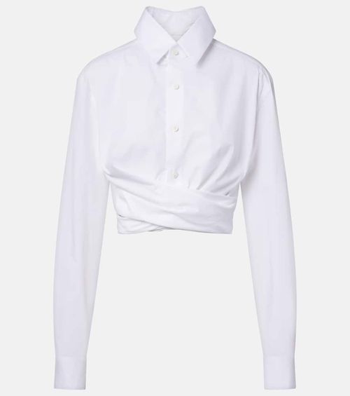Cropped cotton poplin shirt